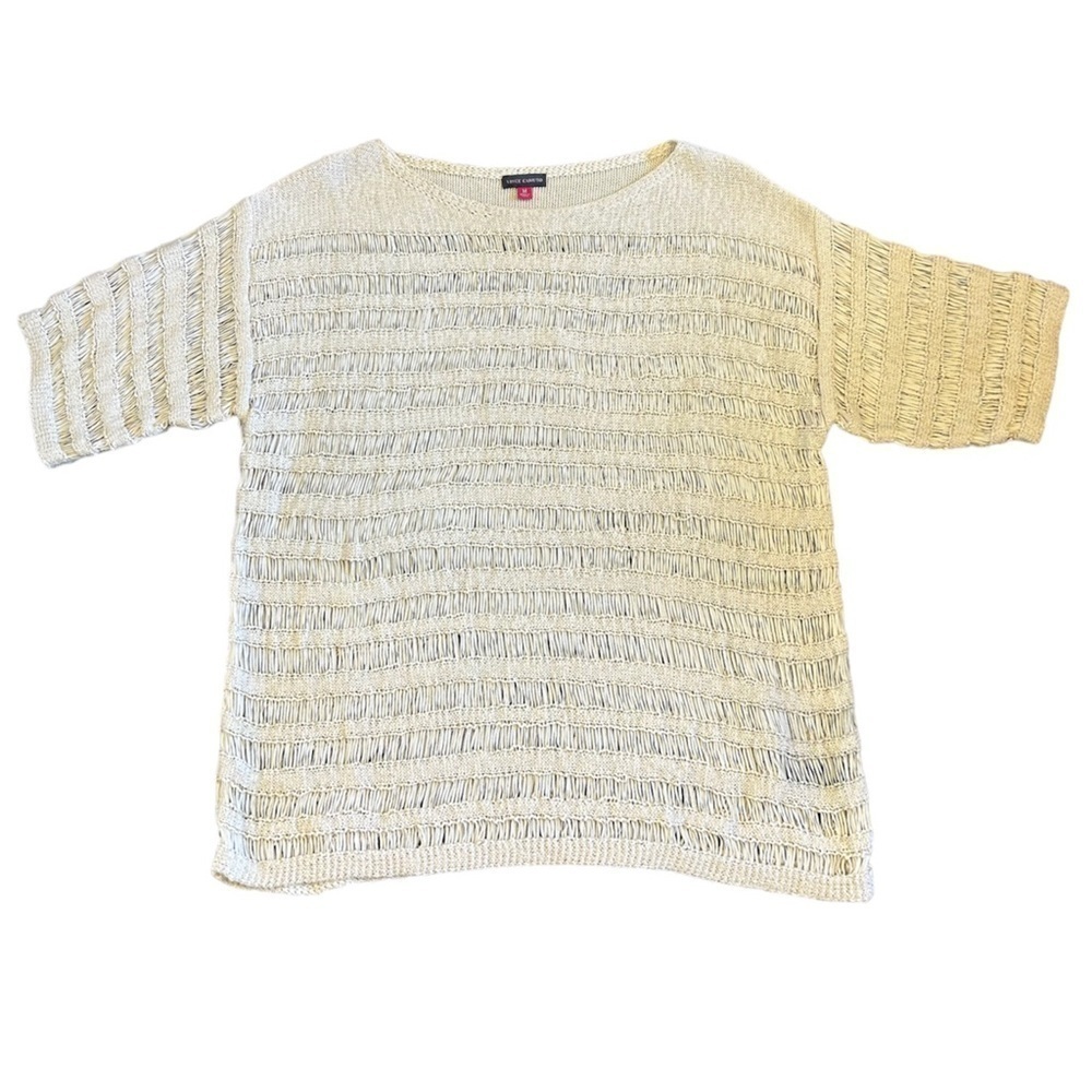 Vince Camuto Cream Open Knit Sweater Medium - Picture 3 of 9